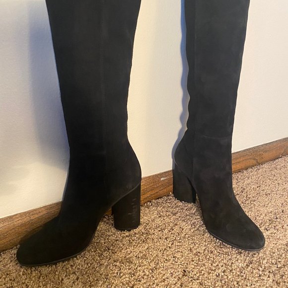Tall Black Stuart Weitzman Suede Boots, Size 8 - Picture 5 of 11